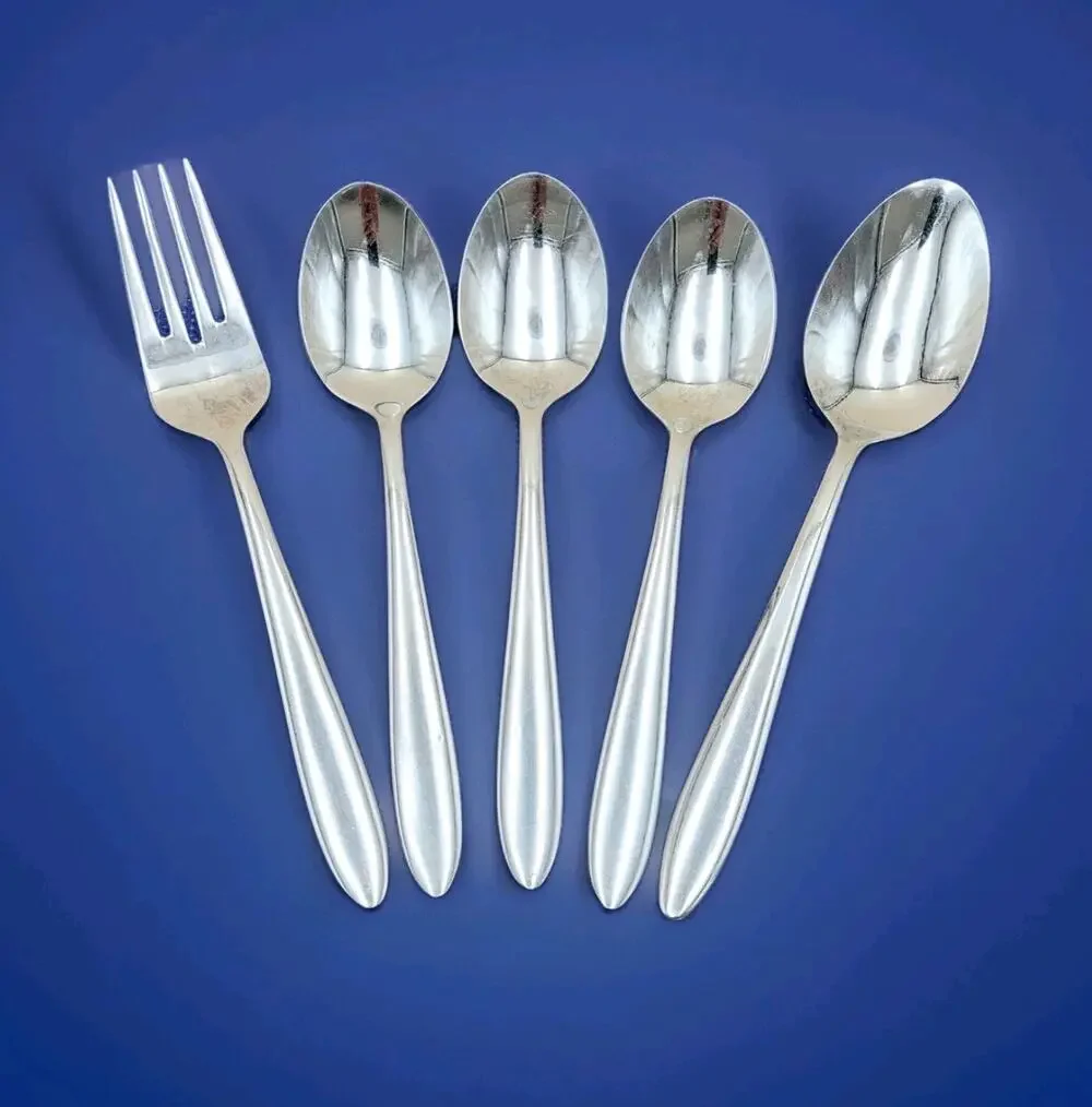 Oneida MOONCREST Stainless Lot 5 Glossy Flatware Spoon Fork